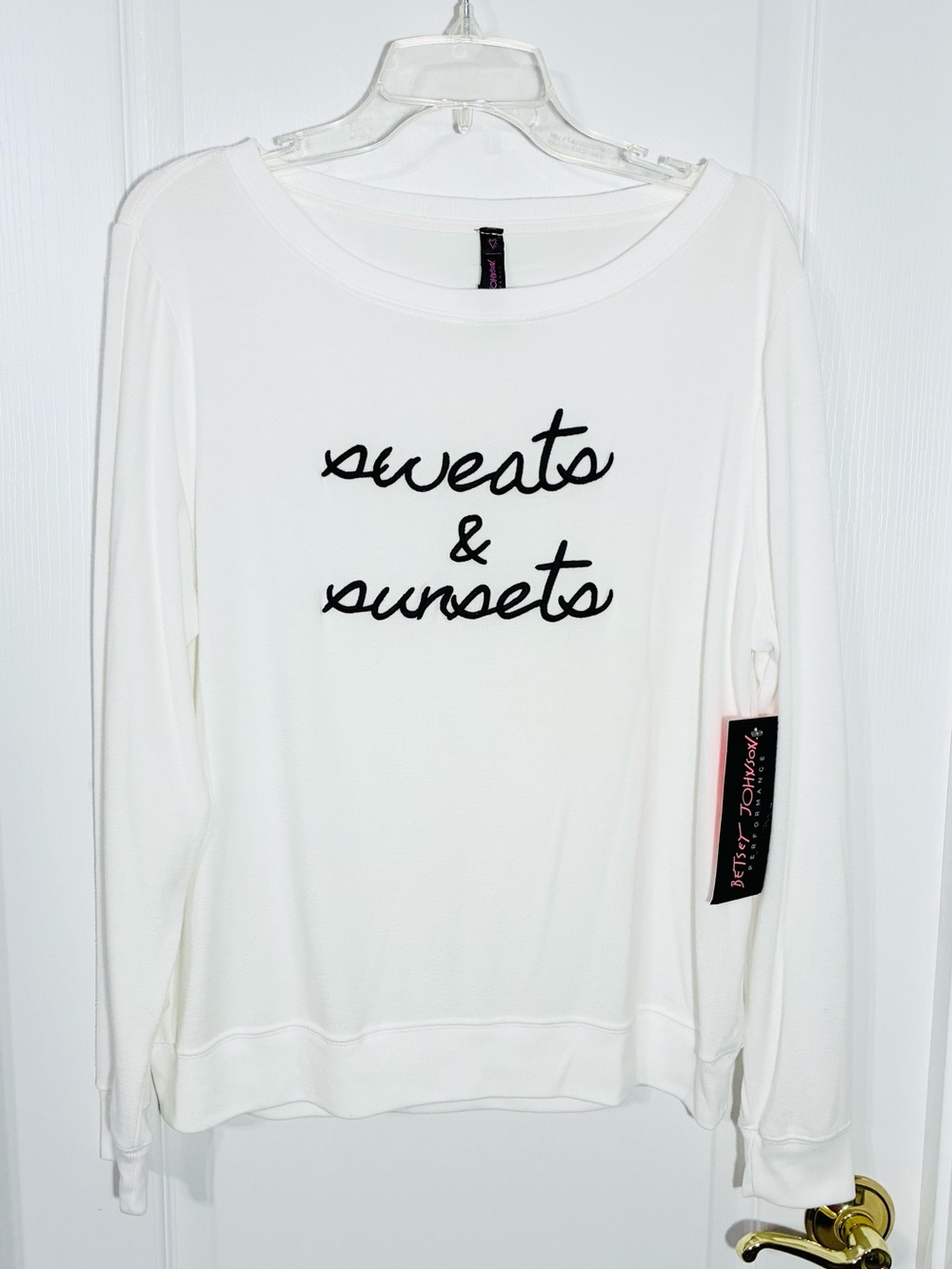 Betsey Johnson ‘Sweats & Sunsets’ Appliqué Sweatshirt White Black Size XL